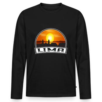 Lima Pérou Skyline Vintage Sunset Souvenir de voyage - T-shirt manches longues Premium bio Homme - noir - Devant - Nico (187cm)