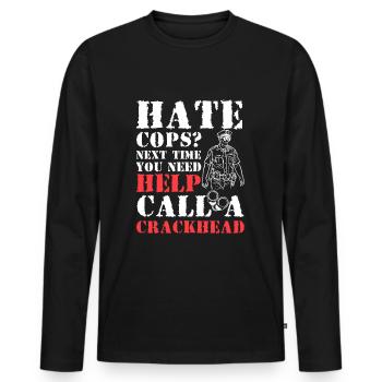 Police Application de la loi Uniforme de policière - T-shirt manches longues Premium bio Homme - noir - Devant - Nico (187cm)