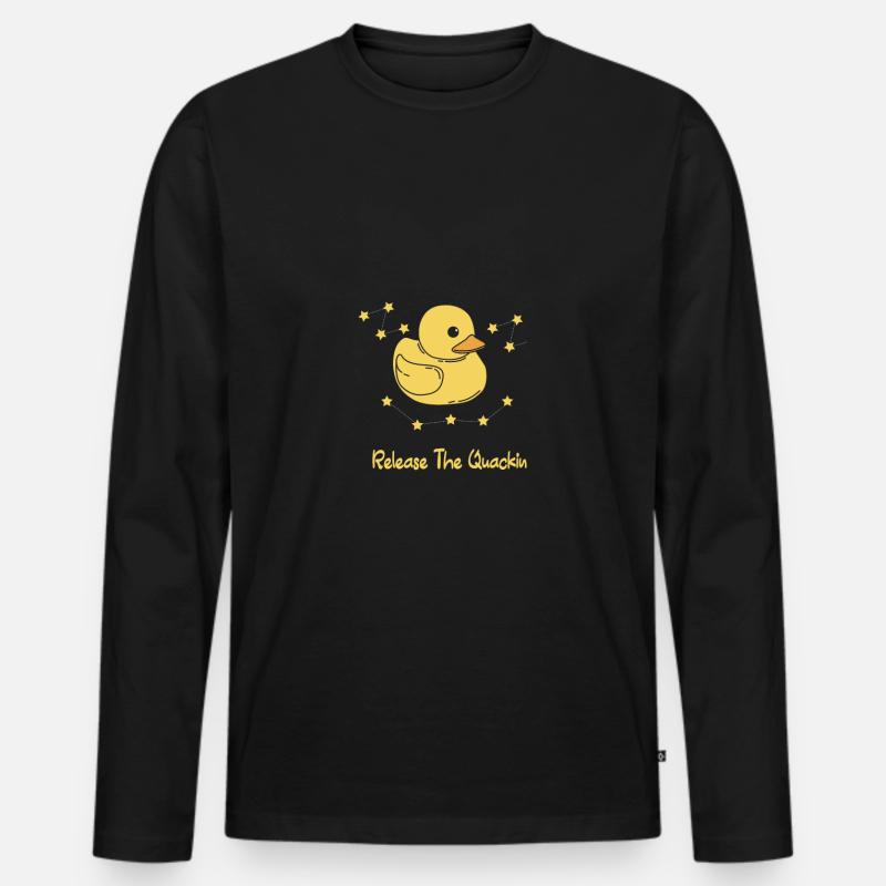 Badeente Gummiente - Männer Premium Bio Langarmshirt - Schwarz