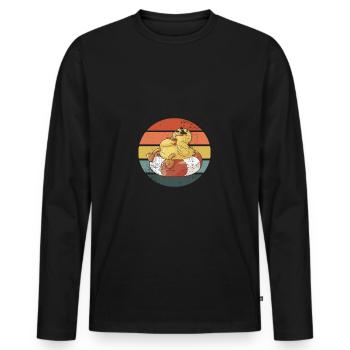 Badeente Gummiente Retro - Männer Premium Bio Langarmshirt - Schwarz - Vorne - Nico (187cm)