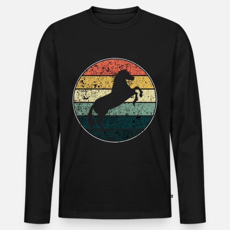 Pferd - Männer Premium Bio Langarmshirt - Schwarz