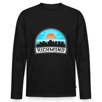 Richmond Virginia Usa Skyline Vintage Sunset Trave - Men's Premium Organic Long Sleeve Shirt - black - Front - Nico (187cm)