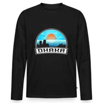 Dhaka Bangladesch Skyline Vintage Sonnenuntergang Reise Sou - Männer Premium Bio Langarmshirt - Schwarz - Vorne - Nico (187cm)