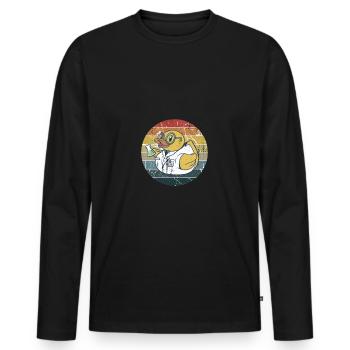Badeente Wissenschaftler - Männer Premium Bio Langarmshirt - Schwarz - Vorne - Nico (187cm)