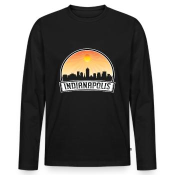 Indianapolis Indiana Usa Skyline Vintage Sunset Tr - Männer Premium Bio Langarmshirt - Schwarz - Vorne - Nico (187cm)