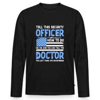 Service de protection des agents de sécurité - T-shirt manches longues Premium bio Homme - noir - Devant - Nico (187cm)