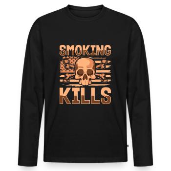 Tabac à cigarettes Poumon - T-shirt manches longues Premium bio Homme - noir - Devant - Nico (187cm)