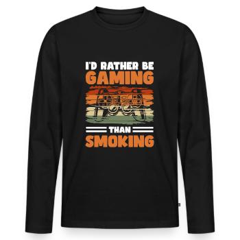 Non-smokers do not smoke addiction - Men's Premium Organic Long Sleeve Shirt - black - Front - Nico (187cm)