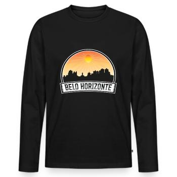 Belo Horizonte Brésil Skyline Vintage Sunset Trave - T-shirt manches longues Premium bio Homme - noir - Devant - Nico (187cm)