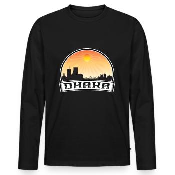 Dhaka Bangladesch Skyline Vintage Sonnenuntergang Reise Sou - Männer Premium Bio Langarmshirt - Schwarz - Vorne - Nico (187cm)