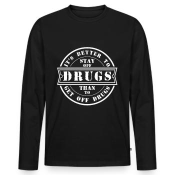 Withdrawal Clean Straight Edge against drugs - Men's Premium Organic Long Sleeve Shirt - black - Front - Nico (187cm)
