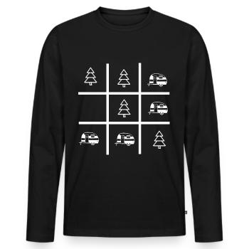 Tic Tac Game - Camping - (2) - Men's Premium Organic Long Sleeve Shirt - black - Front - Nico (187cm)