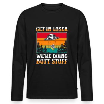 Extraterrestrial Invasion Extraterrestrial Saucer - Men's Premium Organic Long Sleeve Shirt - black - Front - Nico (187cm)