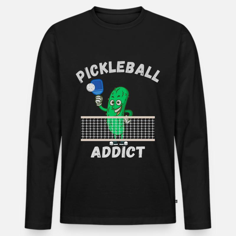 Pickleball Süchtig - Männer Premium Bio Langarmshirt - Schwarz