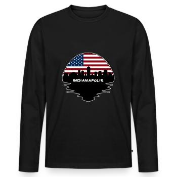 Indianapolis Indiana USA Flagge Skyline Silhouette T - Männer Premium Bio Langarmshirt - Schwarz - Vorne - Nico (187cm)