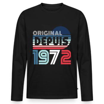 Original depuis 1972 cadeau année de naissance - T-shirt manches longues Premium bio Homme - noir - Devant - Nico (187cm)
