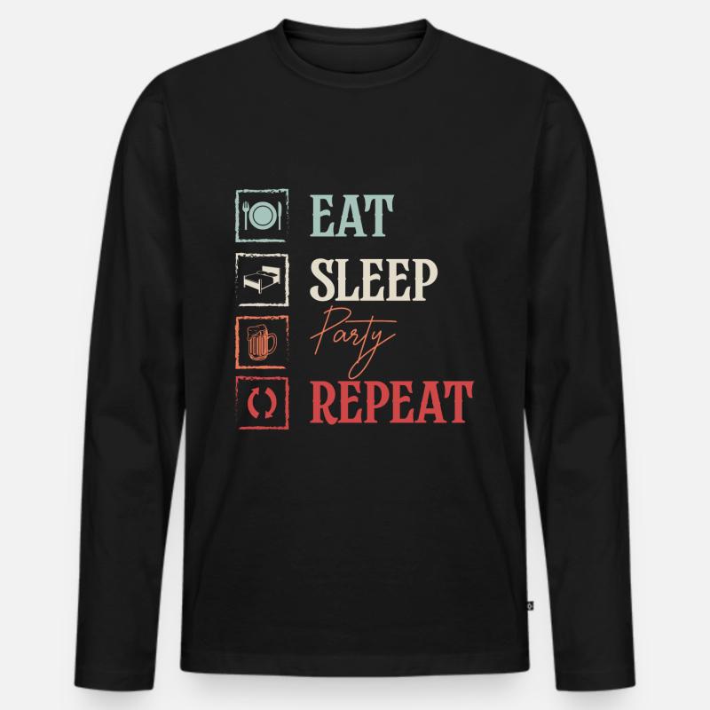 Feier Saufen Lustig Bier - Männer Premium Bio Langarmshirt - Schwarz