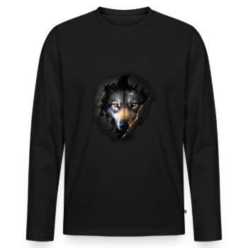 Wolf Wölfe Tiere Geschenk Kunst Tiermotiv - Männer Premium Bio Langarmshirt - Schwarz - Vorne - Nico (187cm)