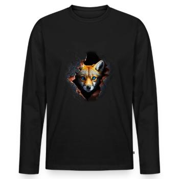 Fox Cuddly Animals Gift Art Animal Motif - Men's Premium Organic Long Sleeve Shirt - black - Front - Nico (187cm)