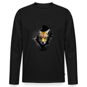 Fox Cuddly Animals Gift Art Animal Motif - Men's Premium Organic Long Sleeve Shirt - black - Front - Nico (187cm)