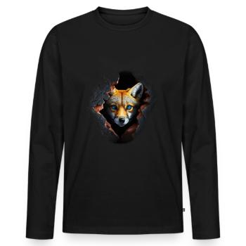 Fuchs - Männer Premium Bio Langarmshirt - Schwarz - Vorne - Nico (187cm)