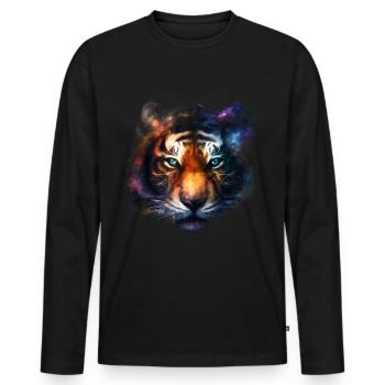 Tiger Space Animals Gift Art Animal Motif - T-shirt manches longues Premium bio Homme - noir - Devant - Nico (187cm)