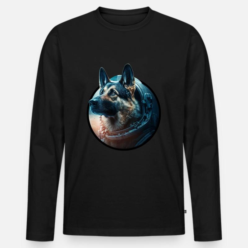 Schäferhund Astronaut - Männer Premium Bio Langarmshirt - Schwarz