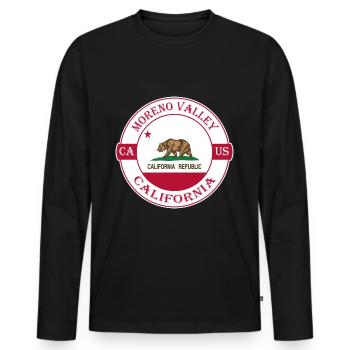 reno Valley California Flag USA Souvenir Logo - Men's Premium Organic Long Sleeve Shirt - black - Front - Nico (187cm)