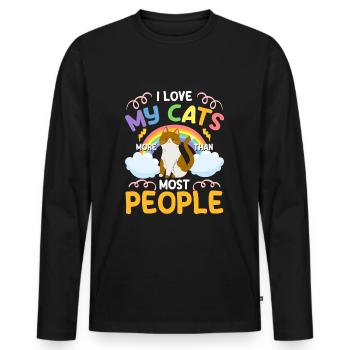 Maîtresse des yeux de chat - T-shirt manches longues Premium bio Homme - noir - Devant - Nico (187cm)