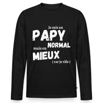 Je suis un papy normal humour grand-père cadeau - T-shirt manches longues Premium bio Homme - noir - Devant - Nico (187cm)