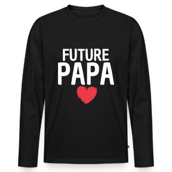Future papa cadeau annonce naissance futur bébé - T-shirt manches longues Premium bio Homme - noir - Devant - Nico (187cm)
