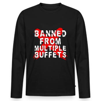 Menu buffet Traiteur Spécialités - T-shirt manches longues Premium bio Homme - noir - Devant - Nico (187cm)