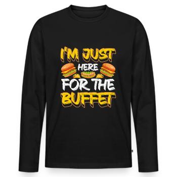 Buffet Counter Meal Delicacies - Men's Premium Organic Long Sleeve Shirt - black - Front - Nico (187cm)