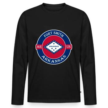 Fort Smith Arkansas Flag USA Travel Souvenir Badge - T-shirt manches longues Premium bio Homme - noir - Devant - Nico (187cm)