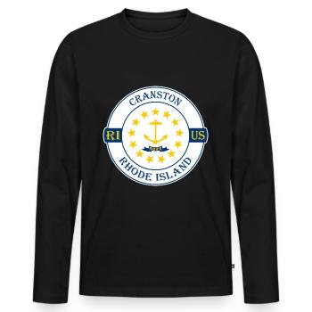 Cranston Rhode Island Flag USA Souvenir Badge - T-shirt manches longues Premium bio Homme - noir - Devant - Nico (187cm)