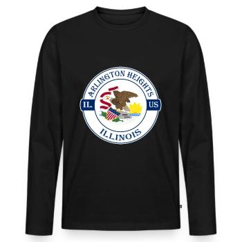 Arlington Heights Illinois Flag USA Souvenir - Men's Premium Organic Long Sleeve Shirt - black - Front - Nico (187cm)