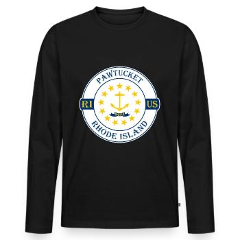 Pawtucket Rhode Island Flag USA Souvenir Badge - T-shirt manches longues Premium bio Homme - noir - Devant - Nico (187cm)