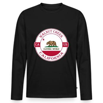 Walnut Creek California Flag USA Souvenir Badge - Men's Premium Organic Long Sleeve Shirt - black - Front - Nico (187cm)