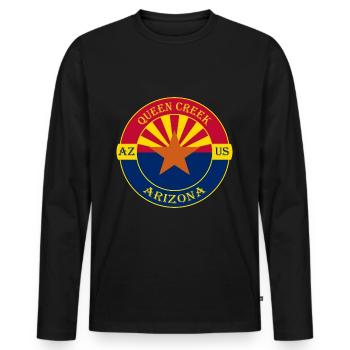 Queen Creek Arizona Flag USA Travel Souvenir Badge - Men's Premium Organic Long Sleeve Shirt - black - Front - Nico (187cm)