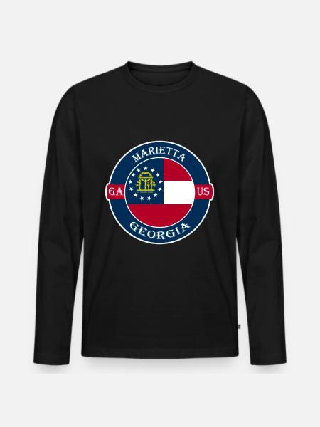 Marietta Georgia Flag USA Rejse Souvenir Badge - Premium økologisk langærmet T-shirt til mænd - sort