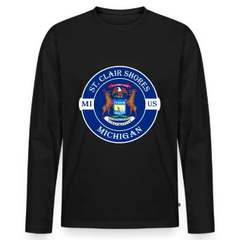 St. Clair Shores Michigan Flag USA Travel Souvenir - Men's Premium Organic Long Sleeve Shirt - black - Front - Nico (187cm)
