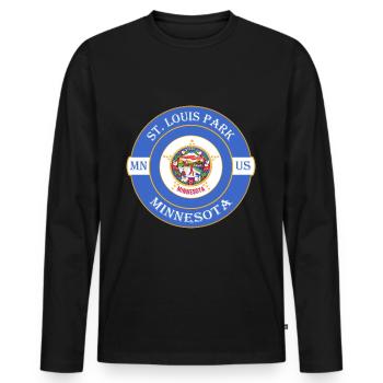 St. Louis Park Minnesota Flag USA Souvenir Logo - Men's Premium Organic Long Sleeve Shirt - black - Front - Nico (187cm)