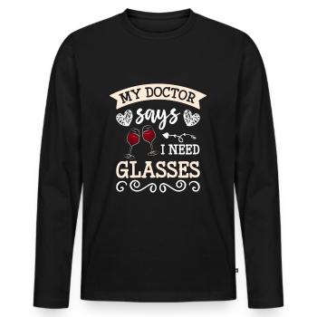 Douleur du médecin - T-shirt manches longues Premium bio Homme - noir - Devant - Nico (187cm)