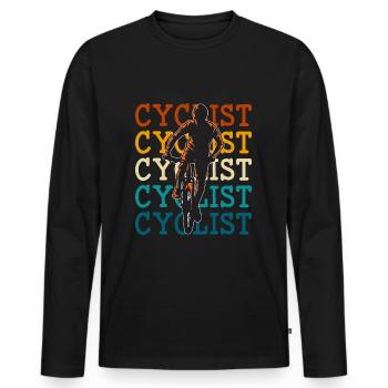 Cycling Cyclists Sporty - Men's Premium Organic Long Sleeve Shirt - black - Front - Nico (187cm)