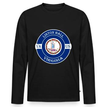 Linton Hall Virginia Flag USA Souvenir Badge - T-shirt manches longues Premium bio Homme - noir - Devant - Nico (187cm)