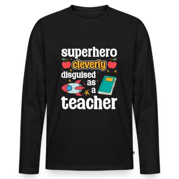 Everyday Cloak Superpowers - Men's Premium Organic Long Sleeve Shirt - black - Front - Nico (187cm)