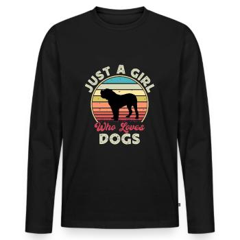 Alano Espanol Dog Lover Silhouette Vintage Sunset - Men's Premium Organic Long Sleeve Shirt - black - Front - Nico (187cm)