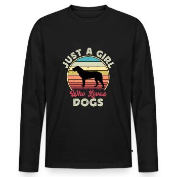 Cao De Castro Laboreiro Hund Silhouette Retro Sonne - Männer Premium Bio Langarmshirt - Schwarz - Vorne - Nico (187cm)