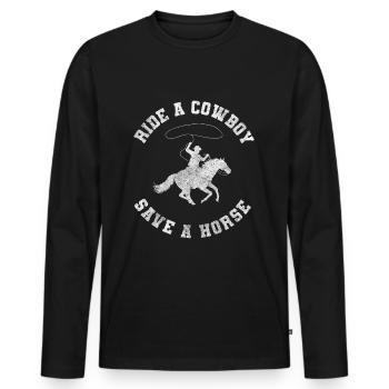 Western Linedance Amérique - T-shirt manches longues Premium bio Homme - noir - Devant - Nico (187cm)