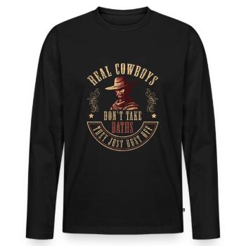 Western Rodeo Revolver Amérique - T-shirt manches longues Premium bio Homme - noir - Devant - Nico (187cm)